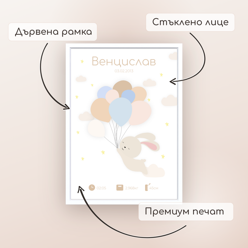 Бебешка визитка "Be Cuddly Azure"